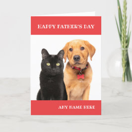 Gelukkige Vaderdag Kat Aangepaste Naam Feestdagen Kaart