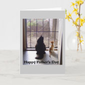 Gelukkige Vaderdag Kat en Kitten Kaart (Gele Bloem)