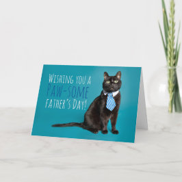 Gelukkige Vaderdag Kat met Das Humor  Feestdagen Kaart