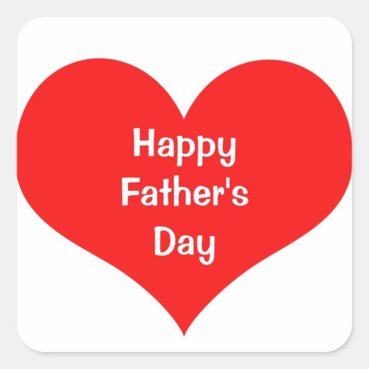 Gelukkige Vaderdag Kleurrijke Hart Rood Wit Douane Vierkante Sticker (Voorkant)