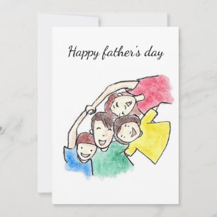 Gelukkige vaderdag l Kindertekening l Schattig Feestdagenkaart