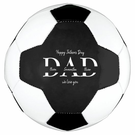 Gelukkige Vaderdag met de namen van Kinderen - Voetbal (Voorkant)