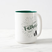 Gelukkige Vaderdag met een Man en twee kinderen Tweekleurige Koffiemok (Voorkant rechts)