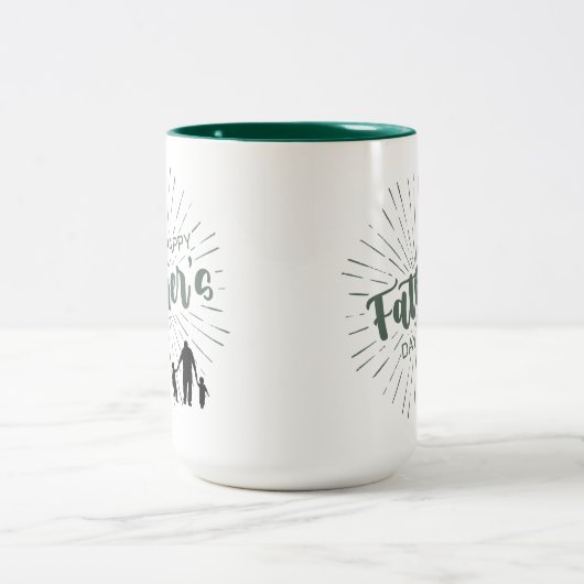 Gelukkige Vaderdag met een Man en twee kinderen Tweekleurige Koffiemok (Center)