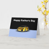Gelukkige Vaderdag met gele raceauto naar papa Kaart (Gele Bloem)