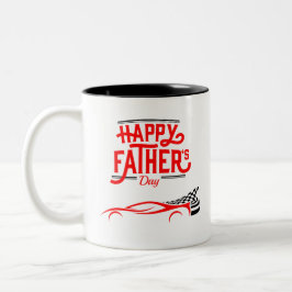 Gelukkige Vaderdag met Race Rode Auto Tweekleurige Koffiemok