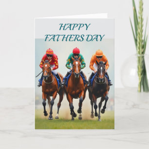 Gelukkige vaderdag met renpaarden die rennen bedankkaart