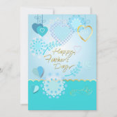 Gelukkige Vaderdag! Moderne blauwe kleur Feestdagenkaart (Voorkant)