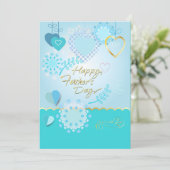 Gelukkige Vaderdag! Moderne blauwe kleur Feestdagenkaart (Staand voorkant)