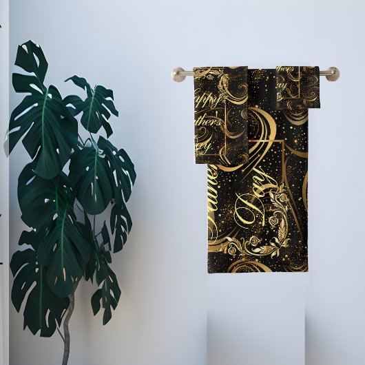 Gelukkige Vaderdag Moderne Kalligrafie Blauwe werv Bad Handdoek