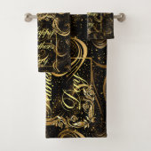 Gelukkige Vaderdag Moderne Kalligrafie Blauwe werv Bad Handdoek (Insitu)