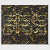 Gelukkige Vaderdag Moderne Kalligrafie Blauwe werv Cadeaupapier (Vlak)