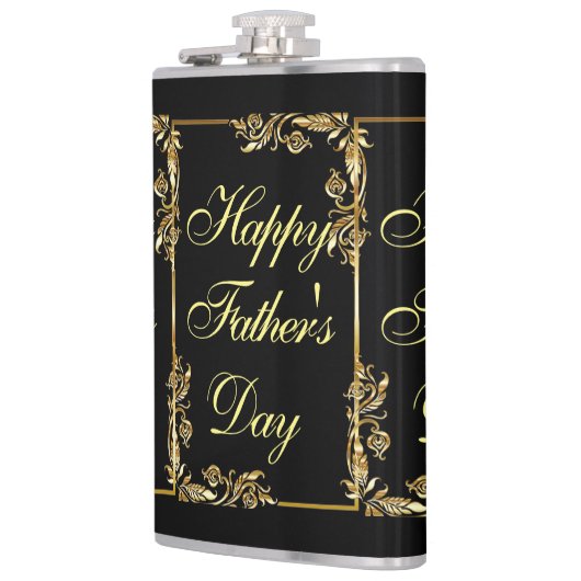 Gelukkige Vaderdag Moderne Kalligrafie Blauwe werv Heupfles (Links)