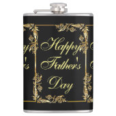 Gelukkige Vaderdag Moderne Kalligrafie Blauwe werv Heupfles (Voorkant)