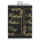 Gelukkige Vaderdag Moderne Kalligrafie Blauwe werv Heupfles (Achterkant)