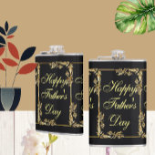 Gelukkige Vaderdag Moderne Kalligrafie Blauwe werv Heupfles