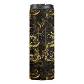 Gelukkige Vaderdag Moderne Kalligrafie Blauwe werv Thermosbeker (Achterkant)