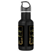 Gelukkige Vaderdag Moderne Kalligrafie Blauwe werv Waterfles (Achterkant)