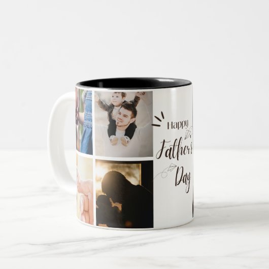 Gelukkige vaderdag-mok | 8 foto's mokken. tweekleurige koffiemok (Voorkant links)