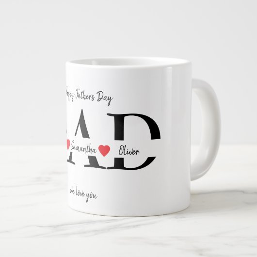 Gelukkige Vaderdag Mok met de namen van Kinderen (Voorkant rechts)