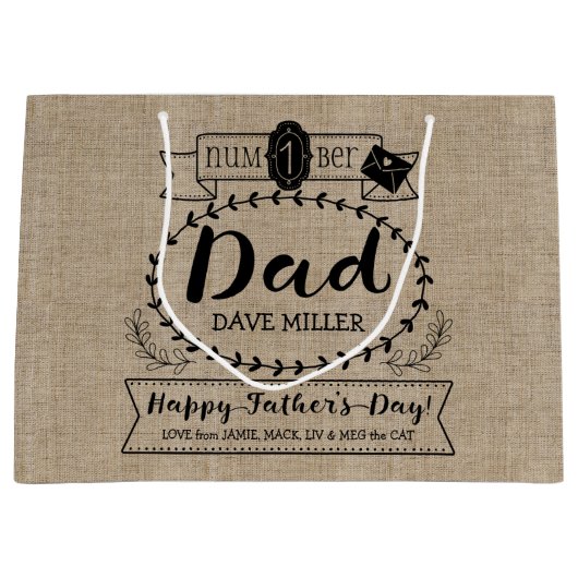 Gelukkige Vaderdag Nummer 1 Vader Monogram Logo Groot Cadeauzakje (Voorkant)