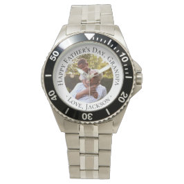 Gelukkige Vaderdag Opa Custom Foto Gift Horloge