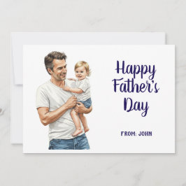 Gelukkige Vaderdag Papa Die Baby Vasthoudt Feestdagenkaart
