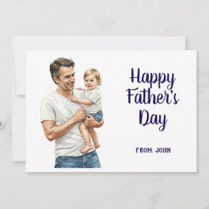 Gelukkige Vaderdag Papa Die Baby Vasthoudt Feestdagenkaart