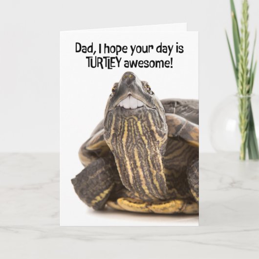 Gelukkige Vaderdag Papa Schildpad Met Grote Tanden Feestdagen Kaart (Voorkant)