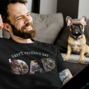 Gelukkige Vaderdag Papa Van Hond Foto Sjabloon T-shirt