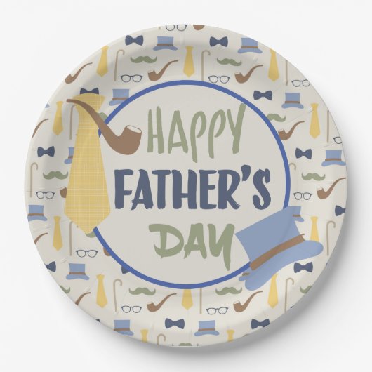 Gelukkige Vaderdag Papieren Bordje (Voorkant)