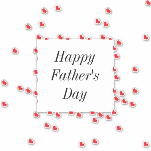 Gelukkige Vaderdag Rode Hart Patronen Custom Cool Sticker (Voorkant)