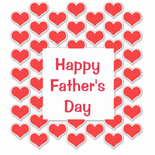 Gelukkige Vaderdag Rode Hartpatronen Kleurrijk Sticker (Voorkant)