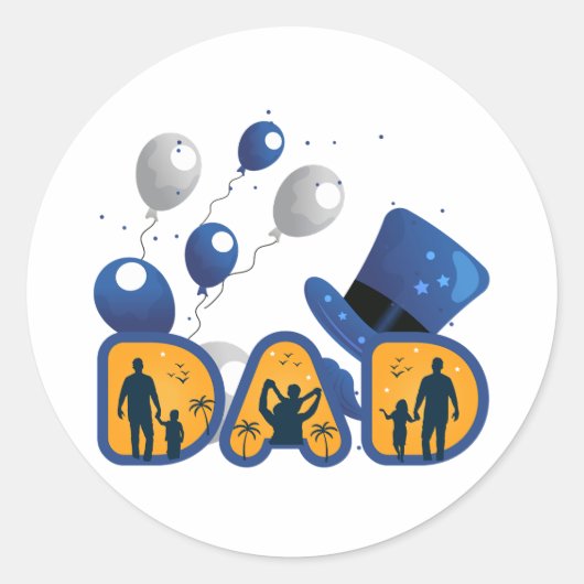 Gelukkige vaderdag. ronde sticker (Voorkant)