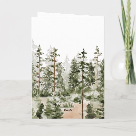 Gelukkige Vaderdag Rustieke Waterverf Groene Bos Kaart (Achterkant)