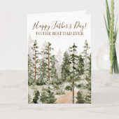 Gelukkige Vaderdag Rustieke Waterverf Groene Bos Kaart (Voorkant)