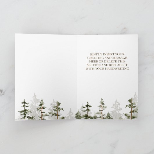 Gelukkige Vaderdag Rustieke Waterverf Groene Bos Kaart (Binnen)