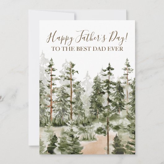 Gelukkige Vaderdag Rustieke Waterverf Groene Bos Kaart (Voorkant)