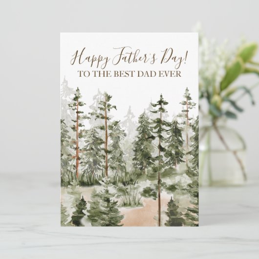 Gelukkige Vaderdag Rustieke Waterverf Groene Bos Kaart (Staand voorkant)