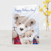 Gelukkige Vaderdag, schattig beer vader en zoon sc Kaart (Gele Bloem)