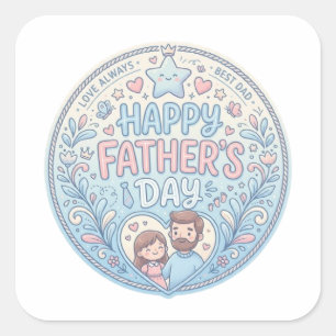 Gelukkige Vaderdag Schattige Familie Illustratie S Vierkante Sticker
