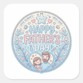 Gelukkige Vaderdag Schattige Familie Illustratie S Vierkante Sticker