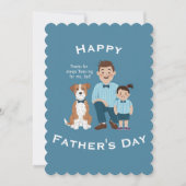 Gelukkige Vaderdag schattige puppy met vader en zo Feestdagenkaart (Voorkant)