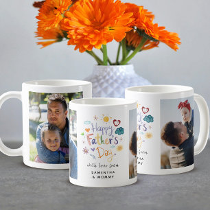 Gelukkige Vaderdag Schattige Whimsical Typografie  Koffiemok