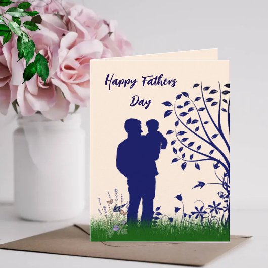 Gelukkige Vaderdag - Silhouette Vader & Kind Kaart