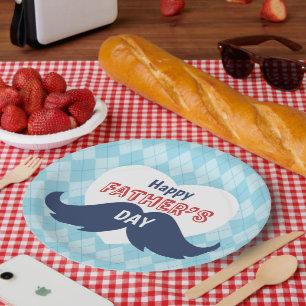 Gelukkige Vaderdag Snor en Hart Papieren Bordje