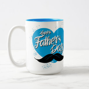 Gelukkige Vaderdag Snor Tweekleurige Koffiemok