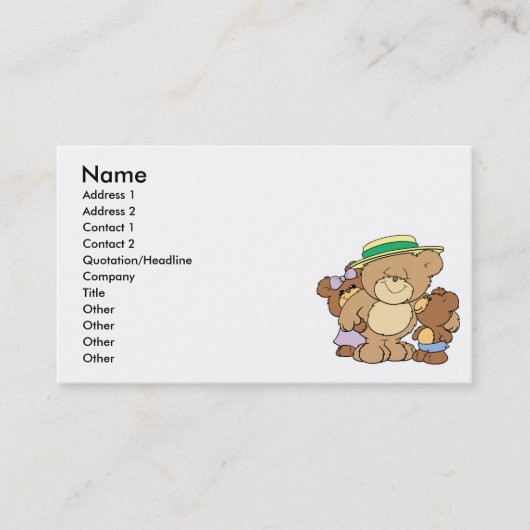 gelukkige vaderdag teddyberen ontwerp visitekaartje (Voorkant)
