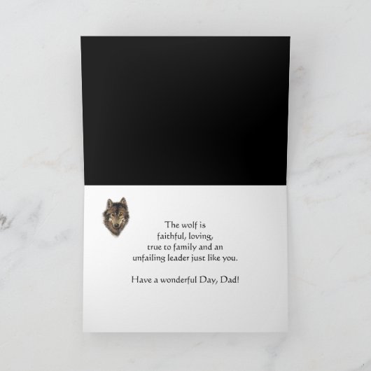 Gelukkige Vaderdag vader met Waterverf Wolf Kaart (Binnen)