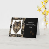 Gelukkige Vaderdag vader met Waterverf Wolf Kaart (Gele Bloem)